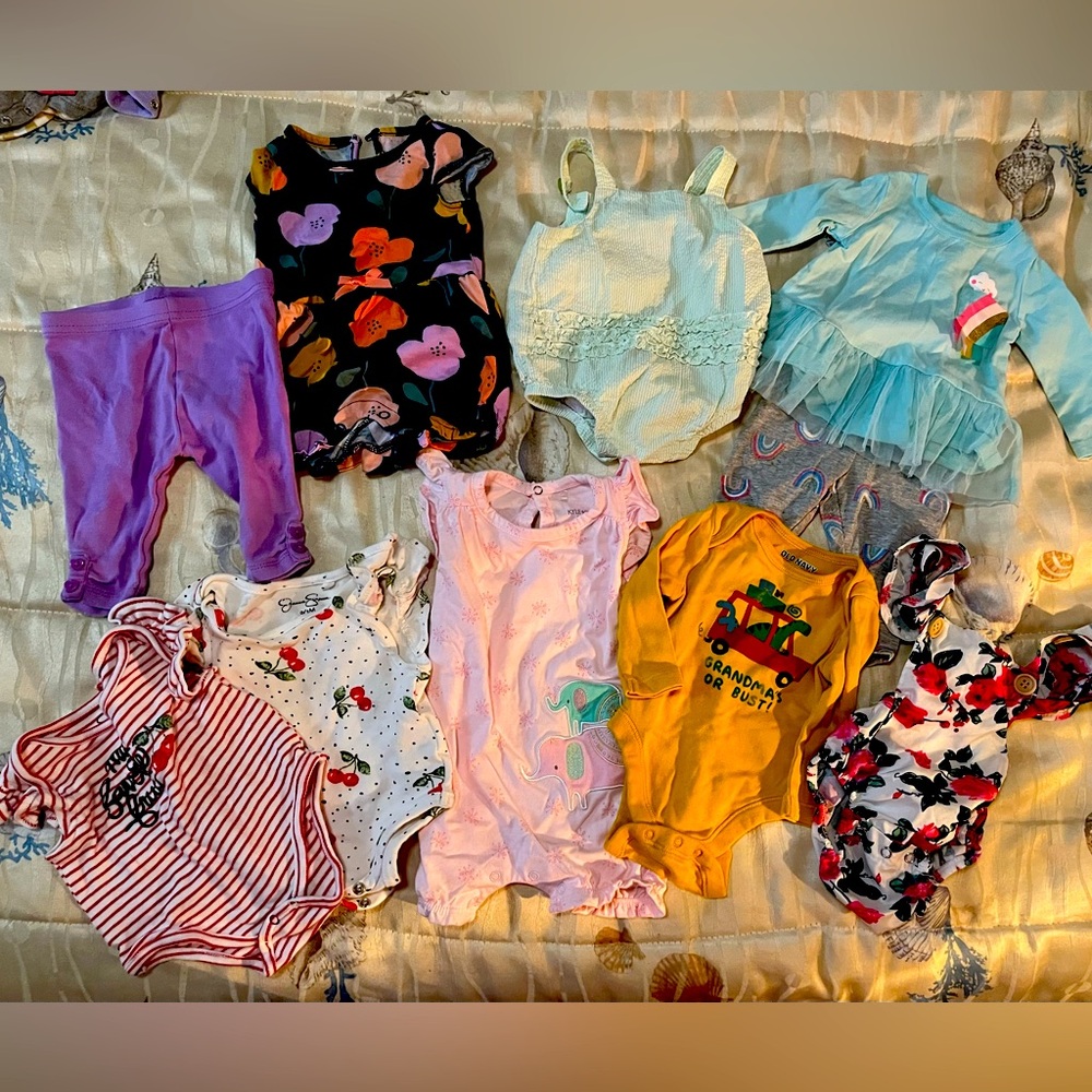 Bundle of Ten Infant Size 0-3 Month Clothing Items